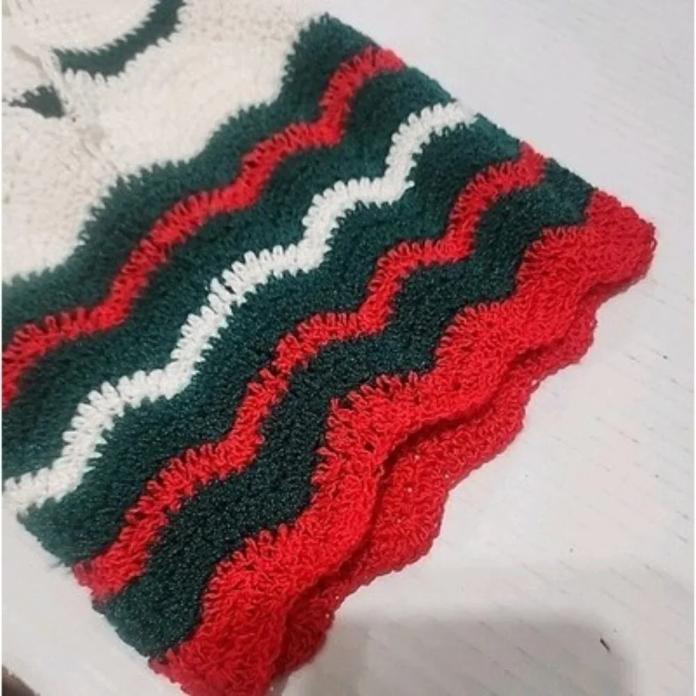 Handmade‎ Crocheted Christmas Dress for 18 In American Girl Type Doll Red Green